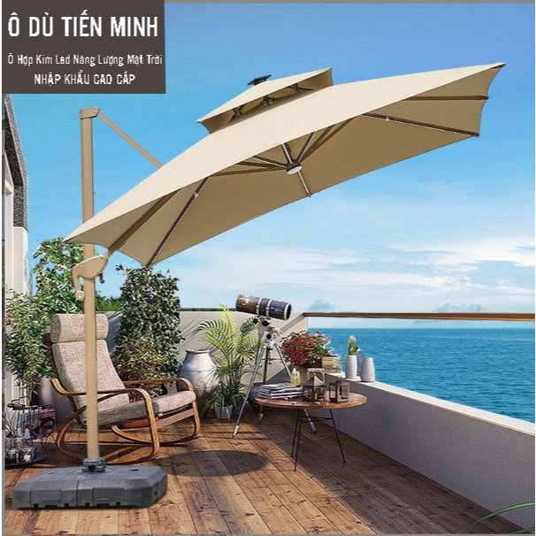 4 Mẫu Ô Lệch Tâm Tròn Hợp Kim sơn tĩnh điện  Xoay 360 loại 3mx3m Nhập Khẩu cao cấp Đế Nhựa Đổ Nước Và Đế Inox