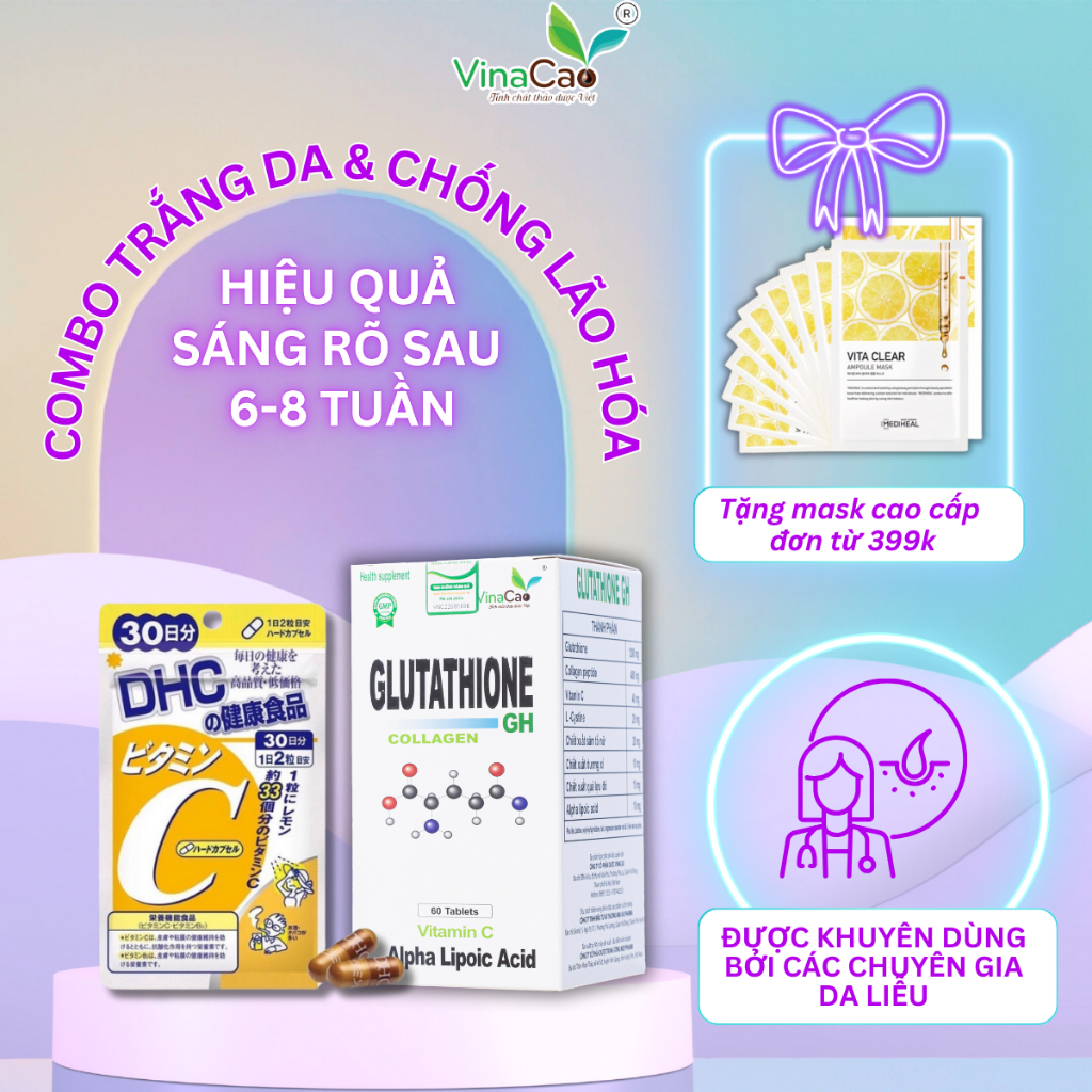 dhc glutathione 3 THÁNG] Combo Collagen GH và Vitamin C trắng da, mờ nám, mờ thâm sạm, tăng sức đề kháng SIÊU TIẾT KIỆM New arrivals
