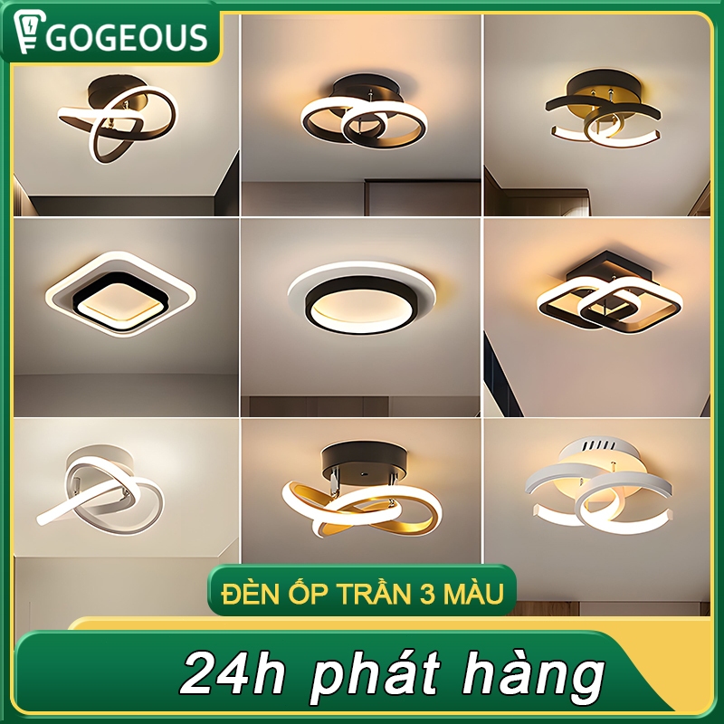 GOGEOUS đèn ốp trần LED 3 màu đèn Phong cách Bắc Âu đèn trần decor phòng khách/phòng ngủ hiện đại