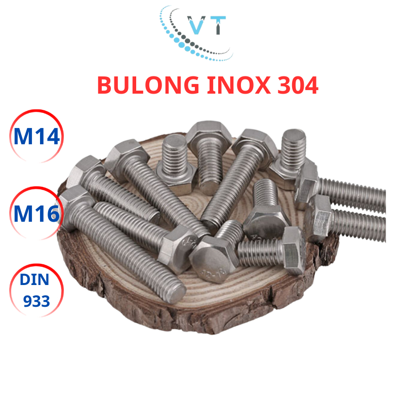 [Bộ Bulong + Tán] Bulong Inox 304 M14 M16 Lục Giác Ngoài - Đủ Size 30mm Đến 200mm Chống Gỉ Sét Hạng Nặng