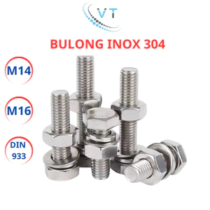 Bulong Inox 304 M14 M16 Lục Giác Ngoài - Đủ Size 30mm Đến 200mm Chống Gỉ Sét Hạng Nặng
