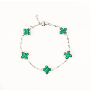 Vòng tay nữ LAMY Dual Lucky Four Leaf Flower Bracelet Silver 2098