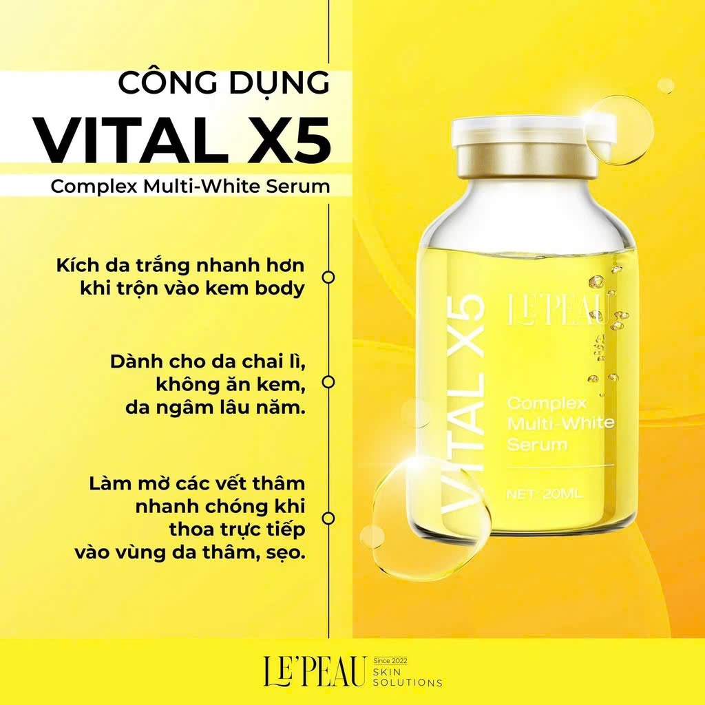 Ảnh Combo 2 hộp Serum Vital X5 Multi White 20ml LEPEAU Chính Hãng - Hỗ Trợ Giảm Thâm, Kích Trắng Và Làm Đều Màu Da 1