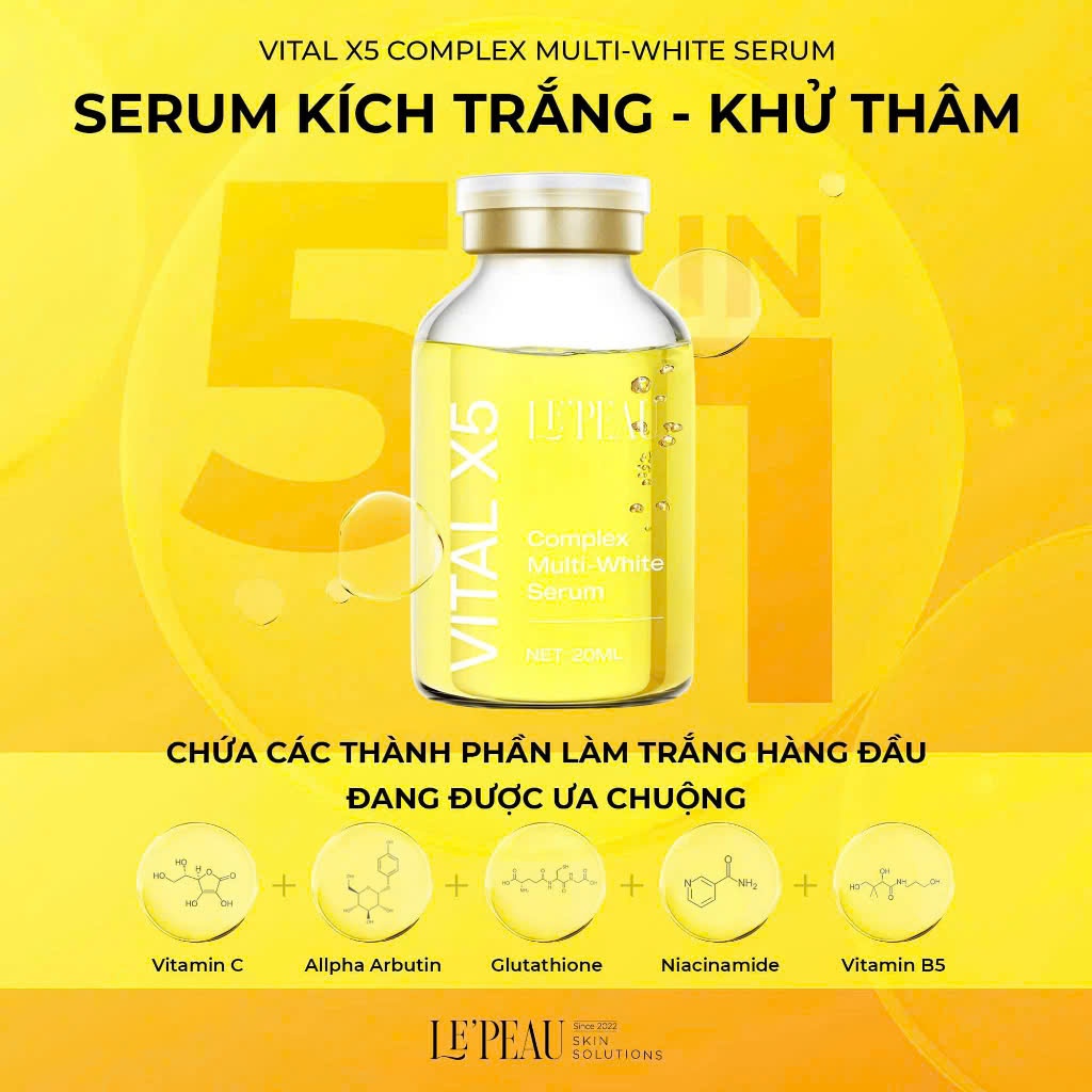 Ảnh Combo 2 hộp Serum Vital X5 Multi White 20ml LEPEAU Chính Hãng - Hỗ Trợ Giảm Thâm, Kích Trắng Và Làm Đều Màu Da 3