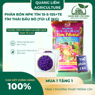 Phân Bón NPK Tím 16-12-8-11S+TE Hiệu Đầu Bò Túi 1KG (bán lẻ) - Kháng Bệnh, Phục Hồi Tăng Trưởng