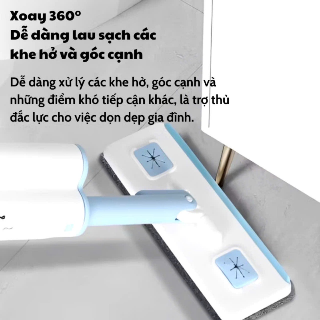 CHỔI LAU TỰ VẮT- Cây Lau Nhà Tự Vắt Mini Đa Năng Xoay 360 Độ- Lau Kính Thông Minh- Cây lau bếp tự vắt - CAYLAUNHA9