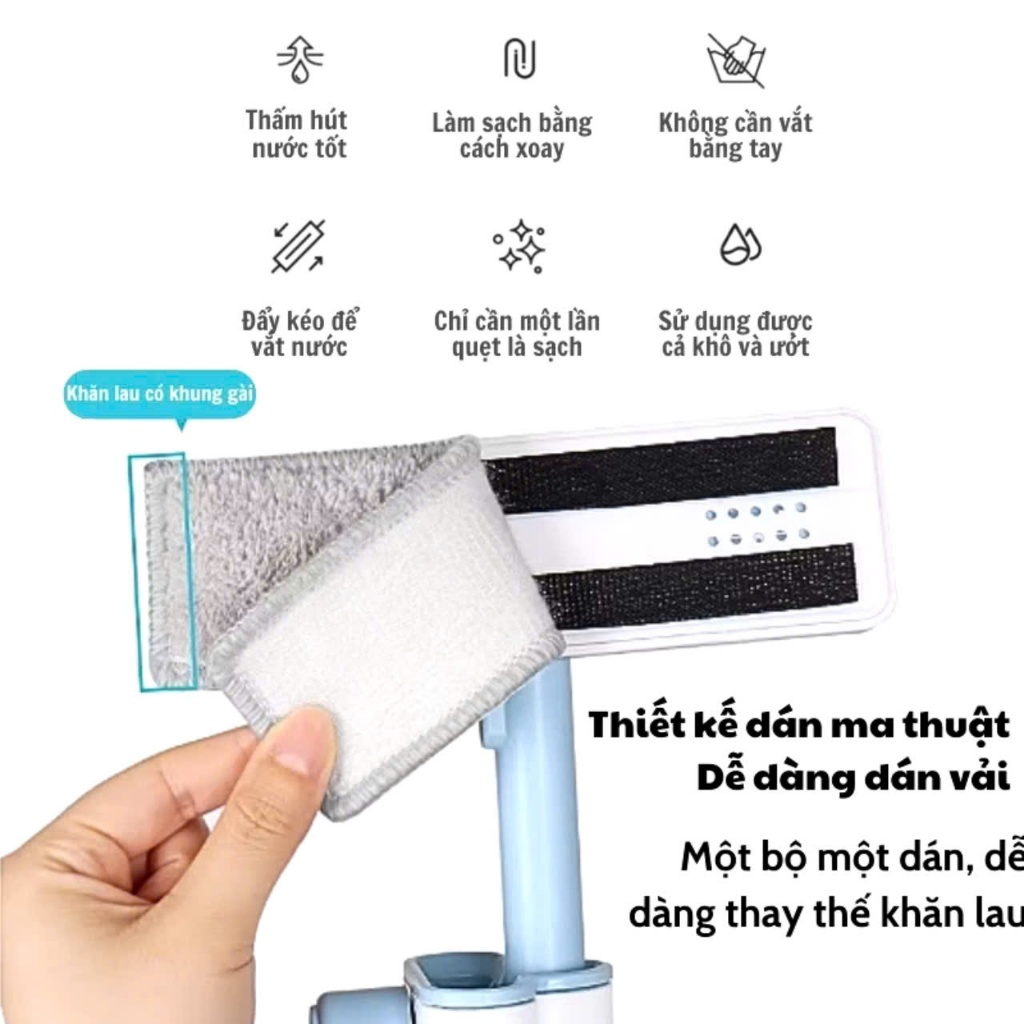 CHỔI LAU TỰ VẮT- Cây Lau Nhà Tự Vắt Mini Đa Năng Xoay 360 Độ- Lau Kính Thông Minh- Cây lau bếp tự vắt - CAYLAUNHA9