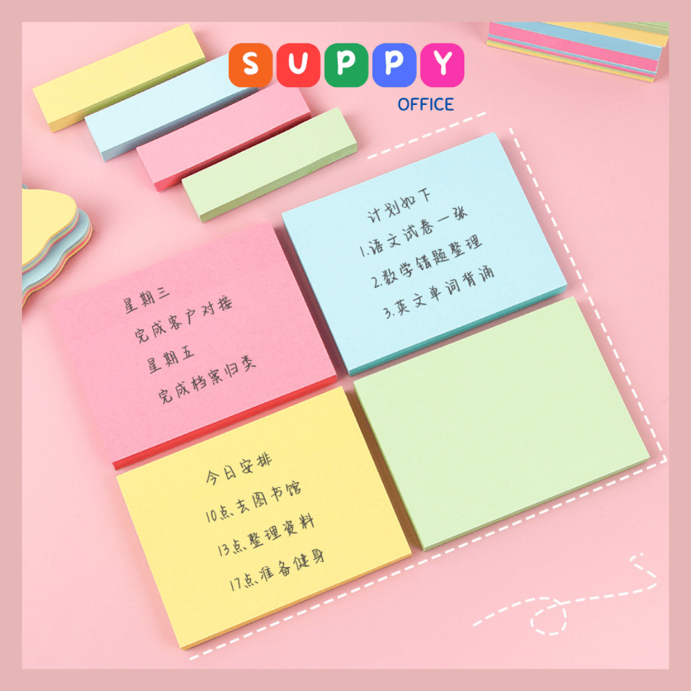 Giấy Ghi Chú Sticky Note Màu Sắc Pastel kích thước 76x100 có keo dán ...