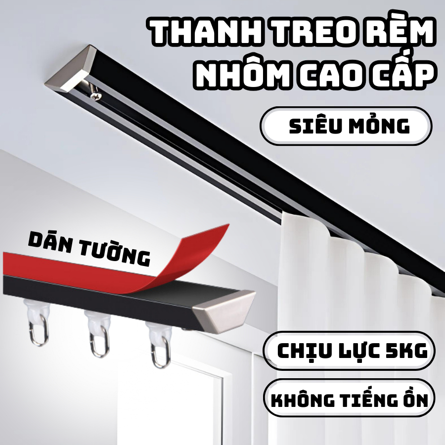 Thanh treo rèm chữ V siêu mỏng không cần khoan, Ray trượt treo rèm cửa ...