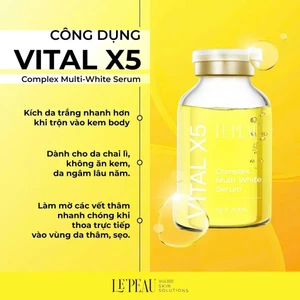 Serum Vital X5 Multi White 20ml LEPEAU - Hỗ Trợ Giảm Thâm, Kích Trắng Và Làm Đều Màu Da có quà