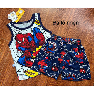 Bộ cộc xuất hàn bé trai, bộ cotton chui đầu bé trai, bộ cộc hình siêu nhiên ô tô khủng long bé trai