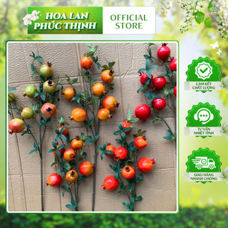 Cành Lựu Đỏ 7 Quả 💥HÀNG CAO CẤP💥 Lựu May Mắn Trang Trí Tết, Decor Phòng Khách, Văn Phòng Đón Tài Lộc