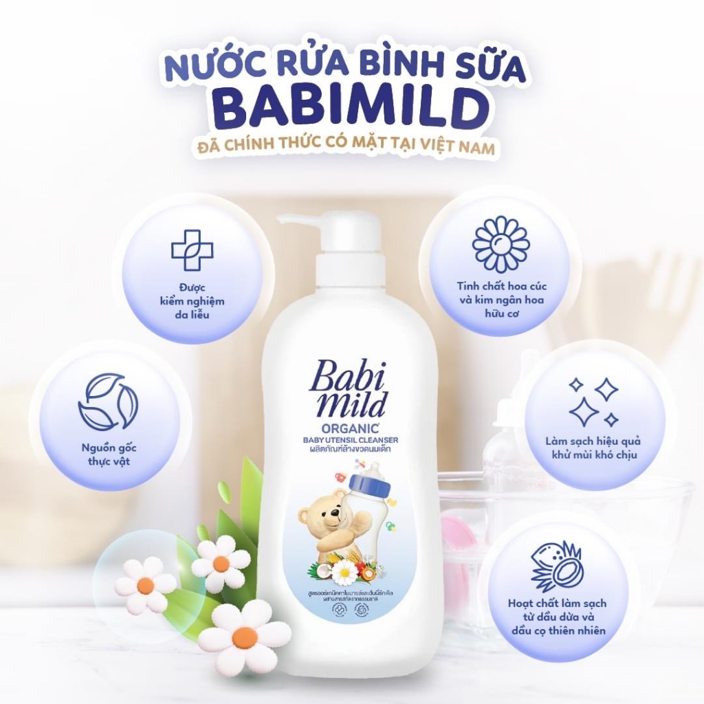 Nước Rửa Bình Sữa Cho Bé Babi Mild Utensil Cleaner Chai 590ml