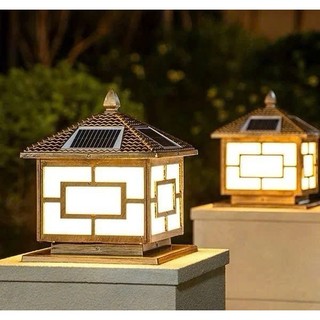 Đèn Trụ Cổng Sân Vườn Năng Lượng Mặt Trời (Nhôm) Kích Thước 25cm 30cm 40cm, 4 Màu sáng Chống Nước
