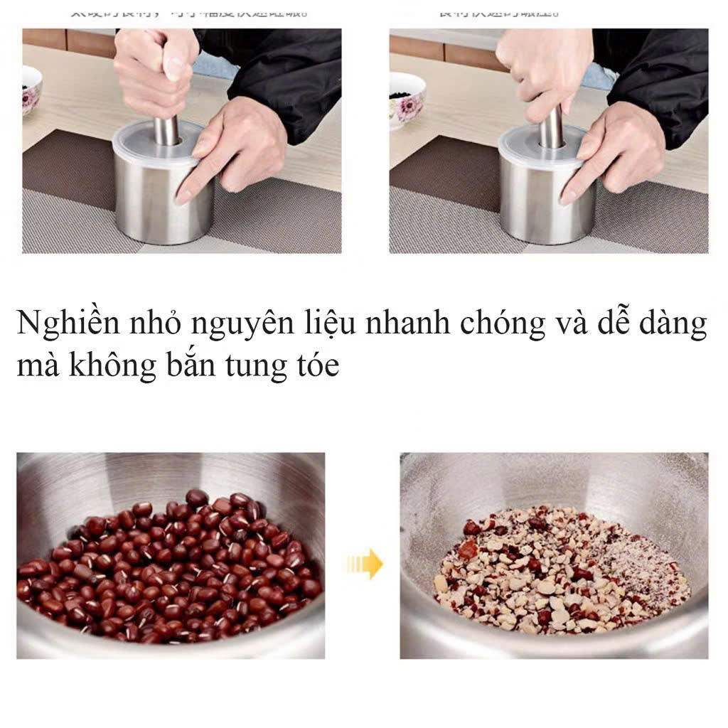 Bộ Cối Chày, Chày Cối Bằng Inox Cầm Tay Siêu Tiện Lợi,  SET CỐI CHÀY BẰNG INOX - MÃ: CHAYCOI235