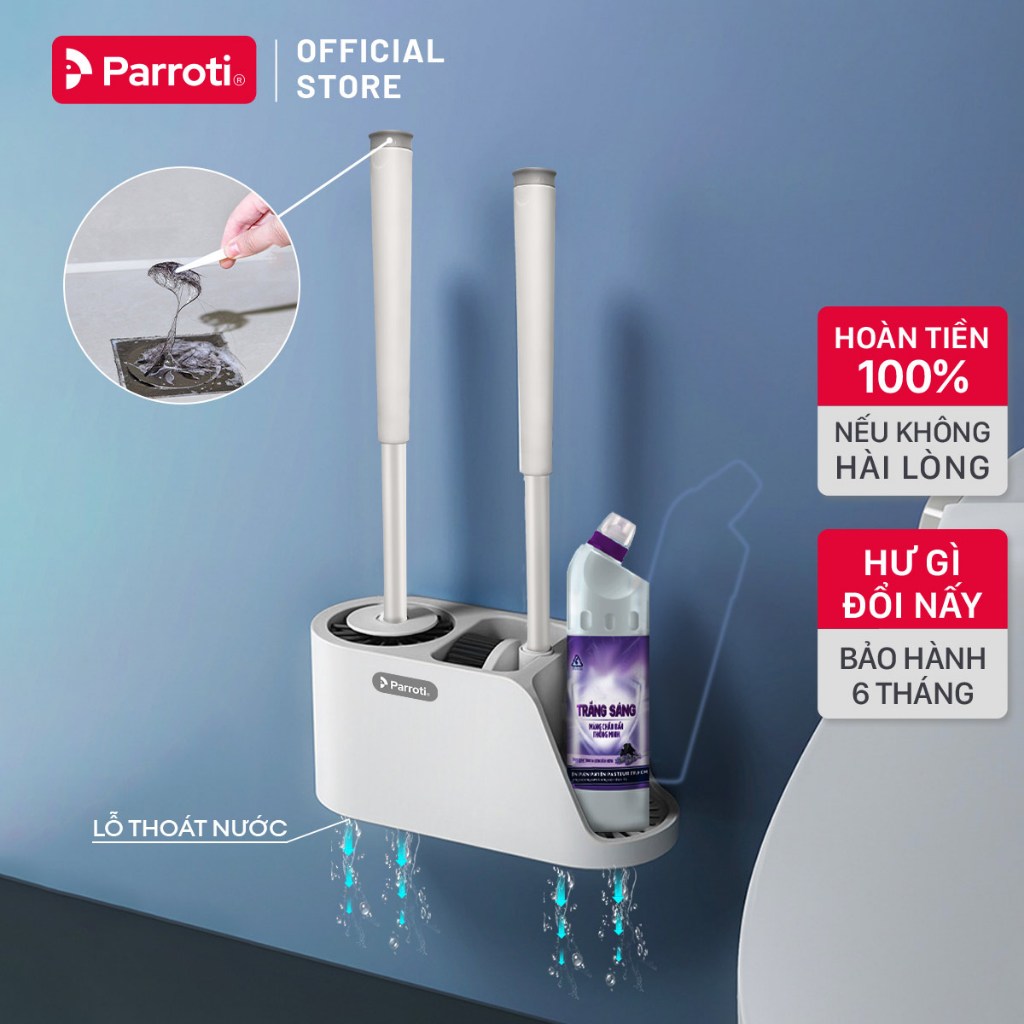 Ảnh Cọ bồn cầu, cọ toilet nhà vệ sinh 3 trong 1, có thể treo tường  Parroti Silicon SL02 1