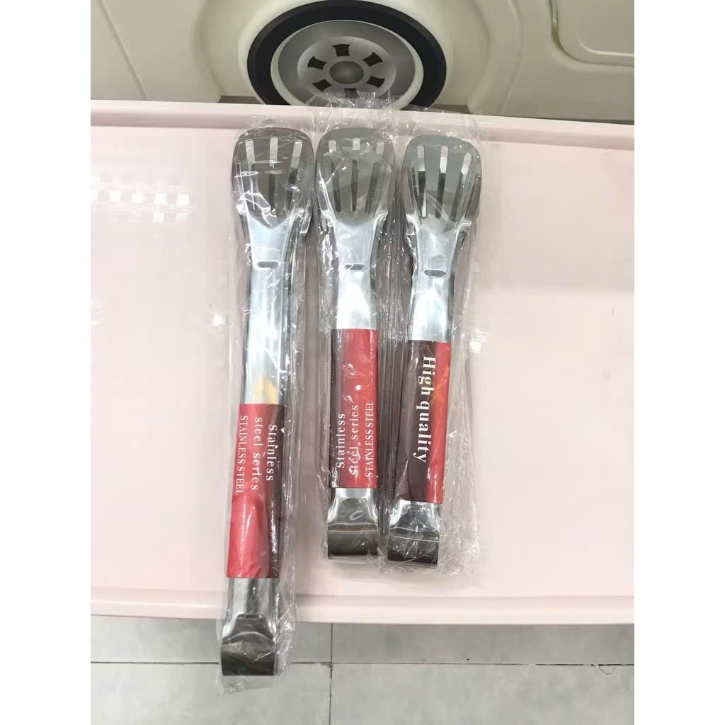 (COMBO 10)Kẹp Gắp Thức Ăn Bằng Inox Có Đầu Khía,  KẸP INOX GẮP ĐỒ NƯỚNG - MÃ: KEPGAPDO23