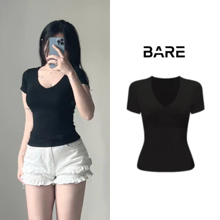 BARETOPTOP_Áo Thun Tay Ngắn Cổ Chữ V Gợi Cảm Ôm Body Dành Cho Nữ_A371