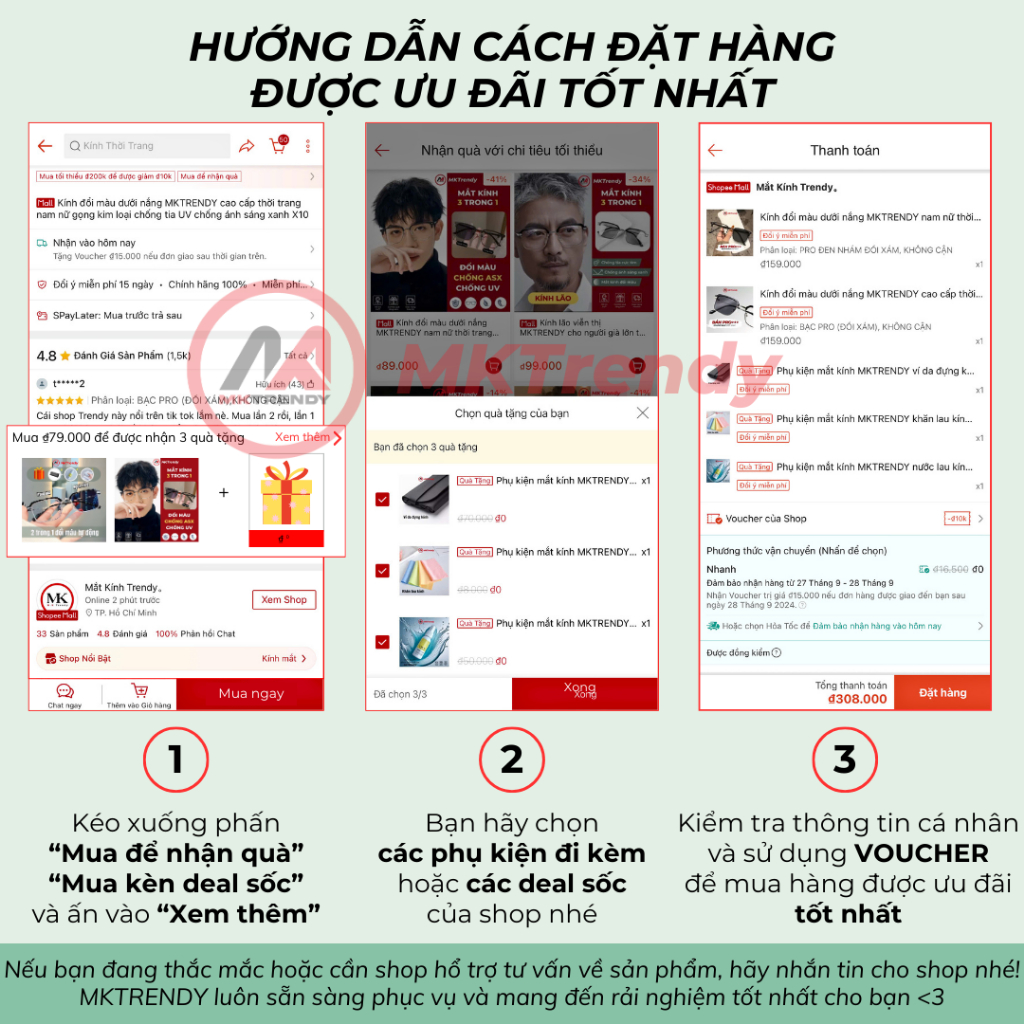 Kính đổi màu MKTRENDY nam nữ thời trang gọng kim loại nửa viền chống tia UV chống ánh sáng xanh X9