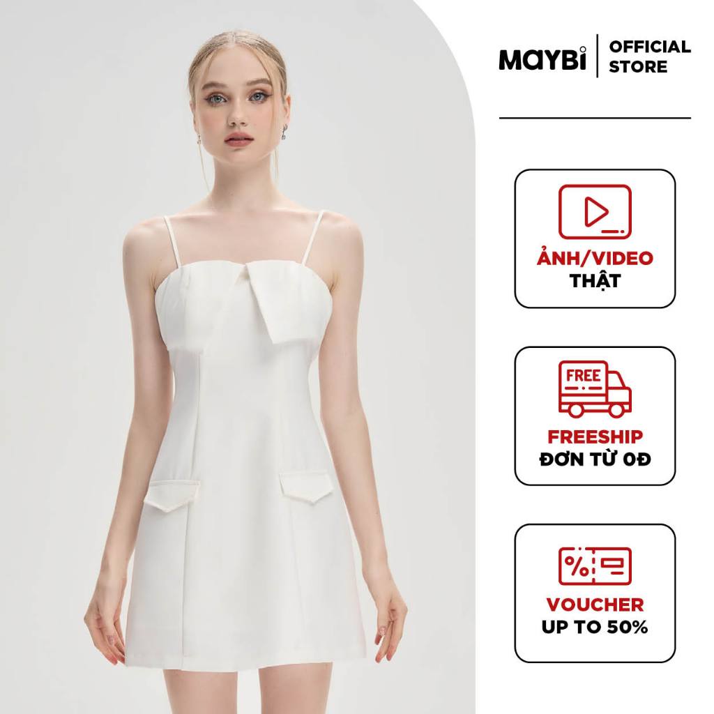 MAYBI Đầm mini ôm pho xéo phối vạt kiểu