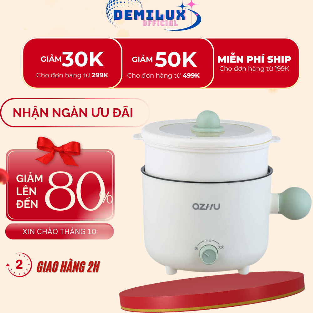 Nồi Lẩu Điện Đa Năng AZHU 18cm 2 Nấc Nhiệt Kèm Giá Hấp Có Tay Cầm Tiện ...