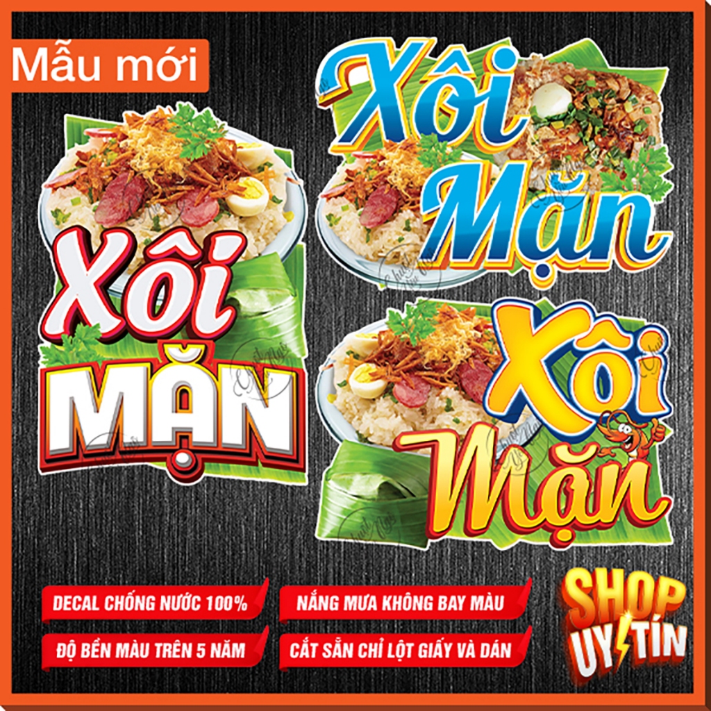 Miếng dán XÔI MẶN decal sticker xe đẩy dán tường trang trí quán ăn vặt ...