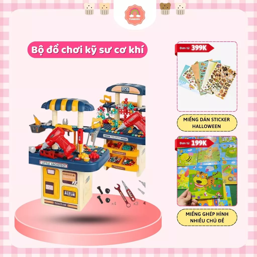 Bộ đồ chơi kĩ sư cơ khí lắp ráp đồ nghề đa năng