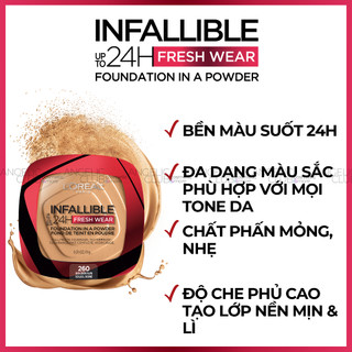 Phấn Phủ Loreal, Phấn Nén Kiềm Dầu L'Oreal Paris Makeup Infallible Fresh Wear Foundation.