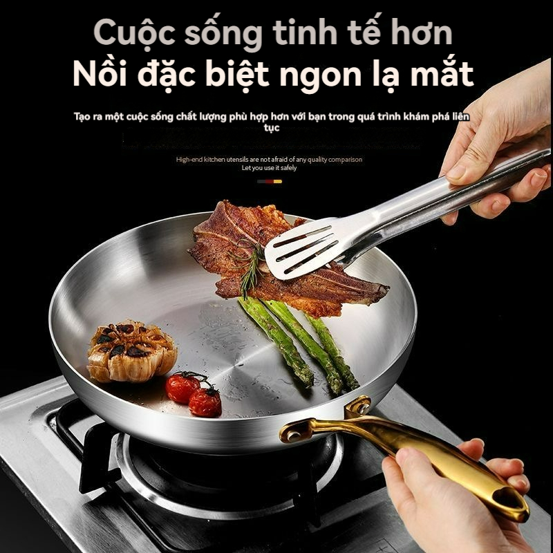 Chảo inox 304 chống dính 3 lớp｜Chảo rán đa năng｜Chảo thép không gỉ cao ...