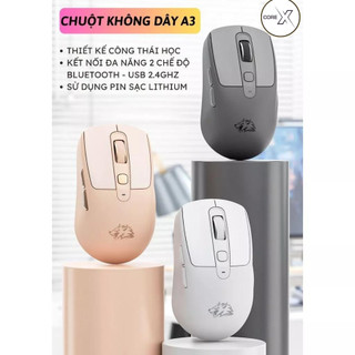 Chuột Không Dây Bluetooth Free Wolf A3 Pin Sạc Nút im Lặng Chống Ồn Cho Máy Tính, Laptop, Ipad