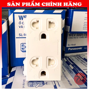 Ổ cắm đôi 3 chấu có màn che Panasonic WEV1582-7SW chính hãng