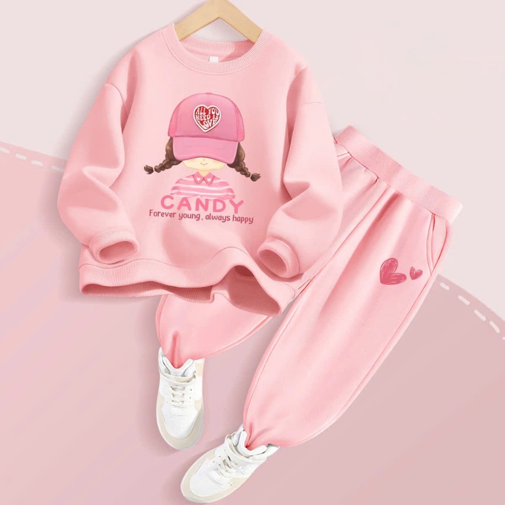 Quần jogger túi hình mũ và tim cho bé gái size đại BEESHOP D25014