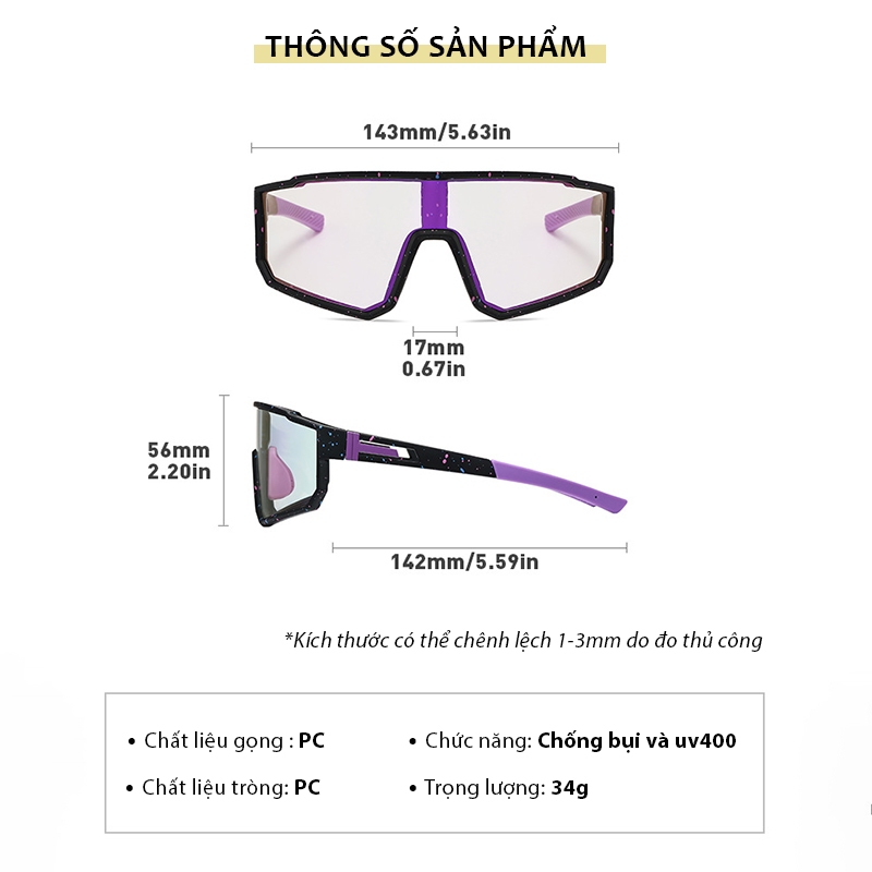 Ảnh Kính Thể Thao Chống Gió Bụi Nước Mưa AORON Đạp Xe Vận Động Ban Ngày Ban Đêm Chống Tia UV400 Đổi Màu Đa Dạng AK189 2