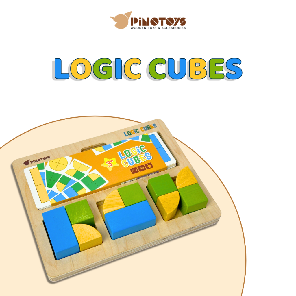 Trò chơi xếp hình khối Logic Cubes kèm bộ 15 thẻ đố cho bé 3 tuổi, đồ ...