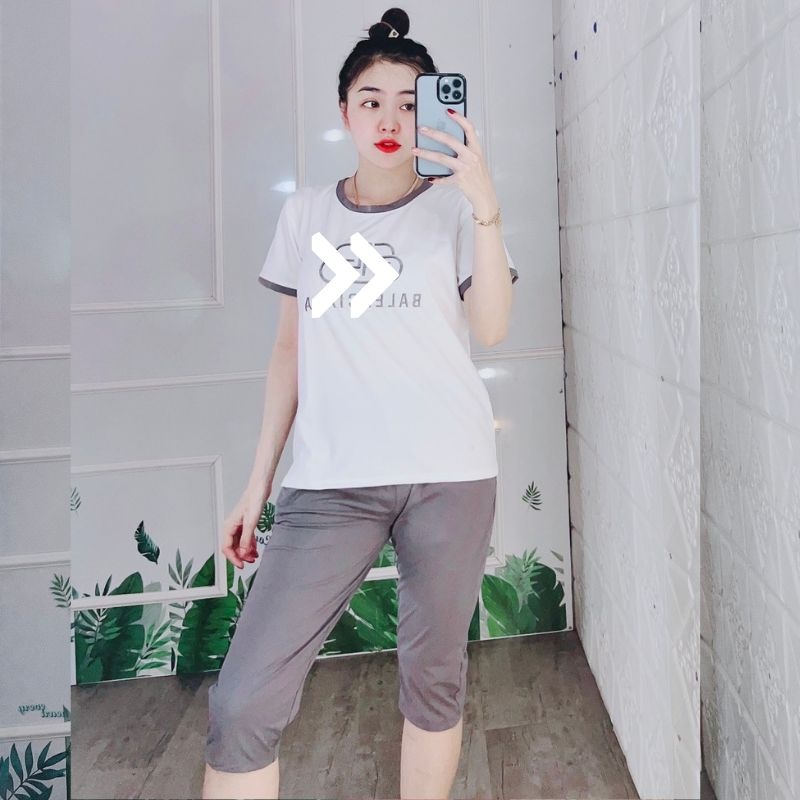 Đồ Bộ Nữ Mặc Nhà Bigsize 43-85kg ESHOP Thun Cotton Quần Lửng Ngố Mùa Hè Đi Chơi Trung Niên AD13