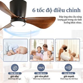 【COD】Quạt trần phòng khách Gogeous 24inch 3 màu quạt trần có đèn phòng ngủ điều khiển từ xa