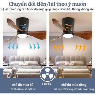 【COD】Quạt trần phòng khách Gogeous 24inch 3 màu quạt trần có đèn phòng ngủ điều khiển từ xa