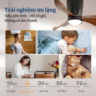 【COD】Quạt trần phòng khách Gogeous 24inch 3 màu quạt trần có đèn phòng ngủ điều khiển từ xa