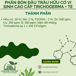 Phân bón đầu trâu hữu cơ vi sinh cao cấp Trichoderma MK7 + TE, kháng bệnh và tăng trưởng khỏe (5KG)