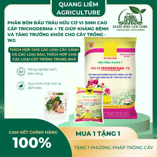 Phân bón đầu trâu hữu cơ vi sinh cao cấp Trichoderma MK7 + TE, kháng bệnh và tăng trưởng khỏe (1KG)