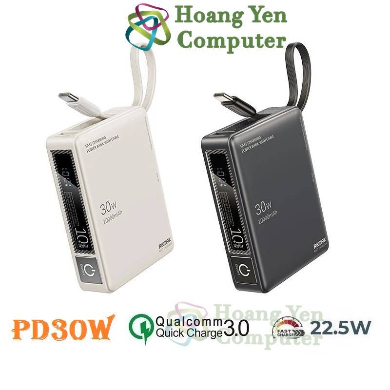 [Có CCC] Sạc Dự Phòng Mini Remax RPP-86 10000Mah (Sạc Nhanh QC3.0, VOOC 2.0), Tích Hợp Cáp Sạc Type C - BH 1 Năm