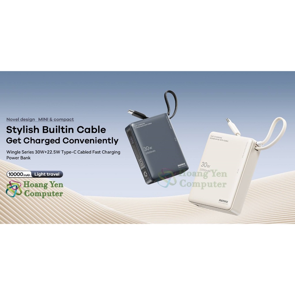 [Có CCC] Sạc Dự Phòng Mini Remax RPP-86 10000Mah (Sạc Nhanh QC3.0, VOOC 2.0), Tích Hợp Cáp Sạc Type C - BH 1 Năm