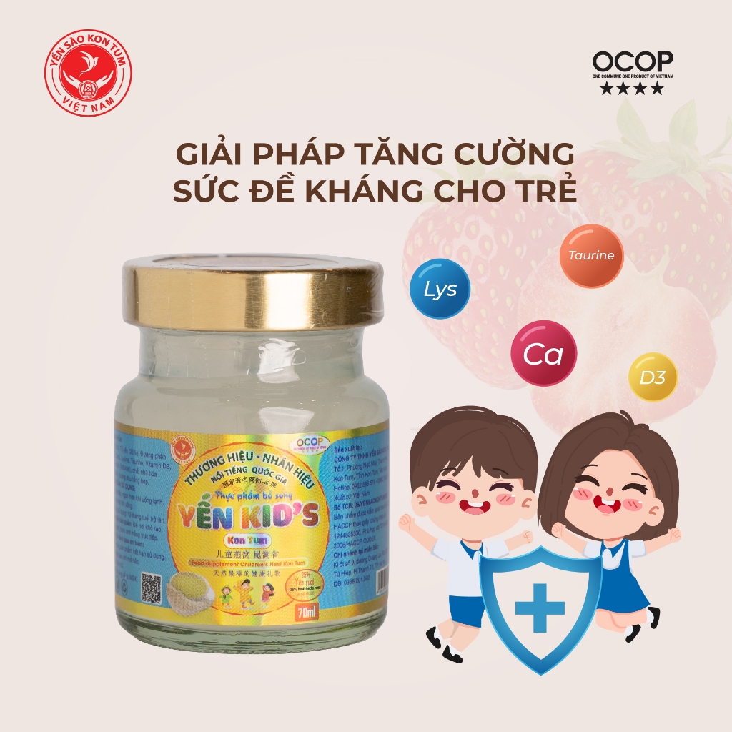 Yến Chưng Sẵn Cho Bé, 25% Yến Sào Hương Dâu Tăng Cường Sức Đề Kháng