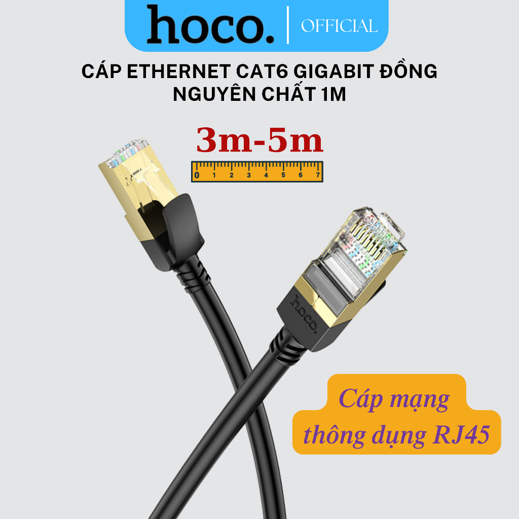 Cáp mạng Ethernet gigabit CAT6 đồng nguyên chất dài 3M Hoco US02 đầu ...
