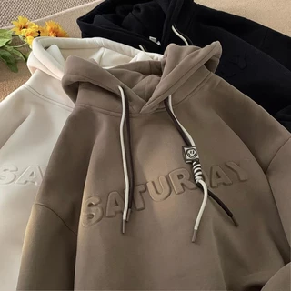 Áo Hoodie Nam Nữ From Rộng Unisex 𝐒𝐀𝐓𝐔𝐑𝐃𝐀𝐘 In Nổi Chất Liệu Vải Nỉ Bông Cao Cấp Dày Dặn Mềm Mịn
