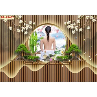 Tranh trang trí spa dưỡng sinh, decor gội đầu dưỡng sinh, tranh ngâm chân thảo dược in trên vải lụa (tặng kèm keo dán)