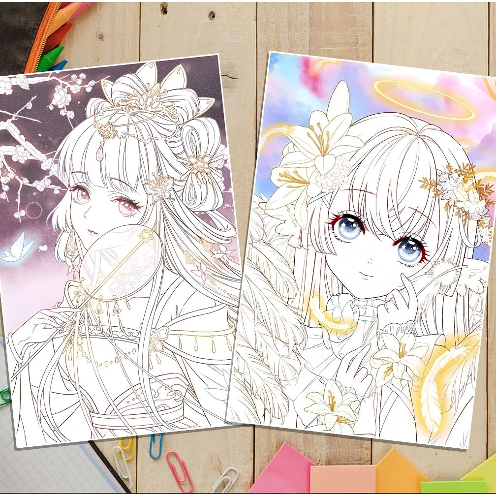 line art tranh tô màu combo 15-30 tranh giấy dầy đẹp