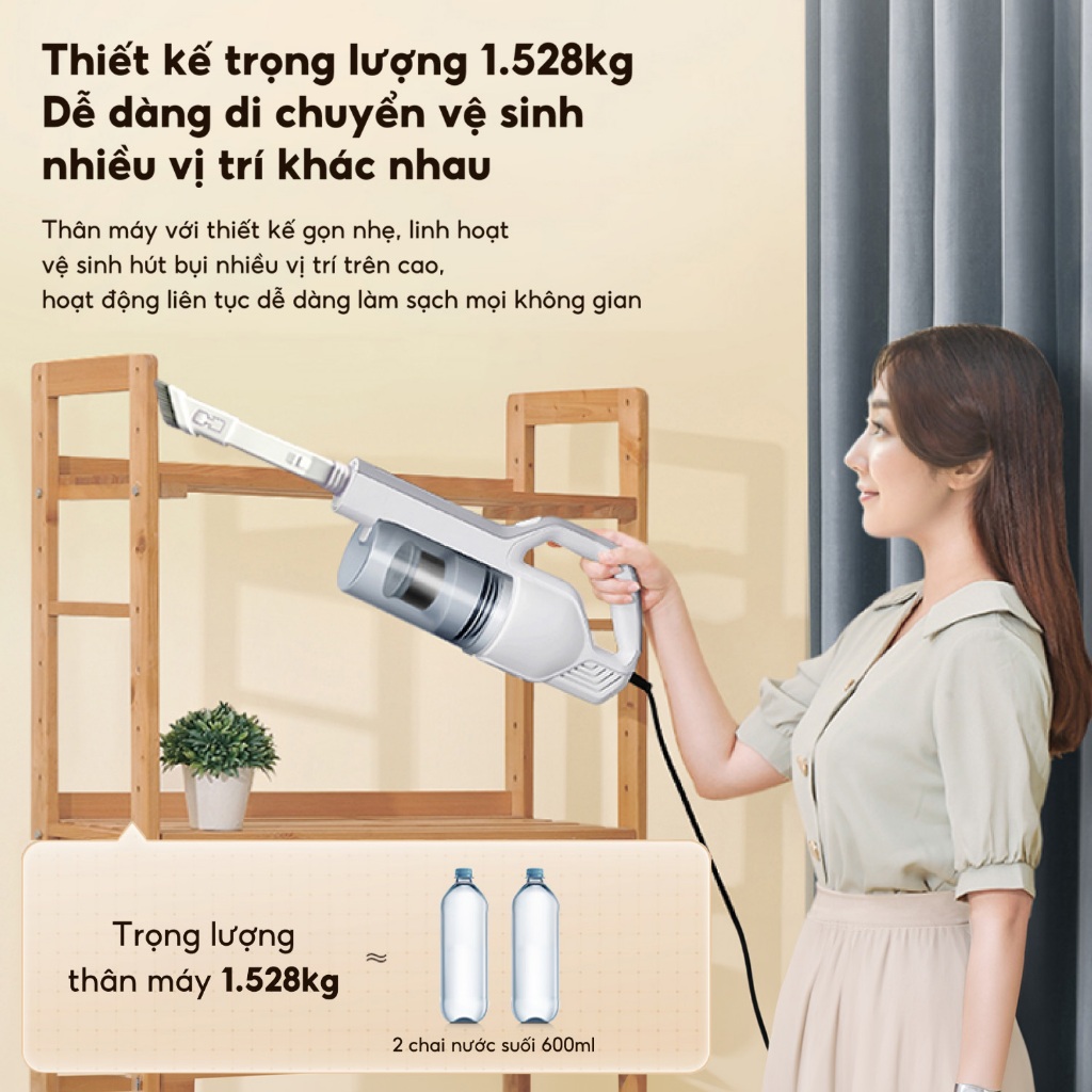 Ảnh Máy hút bụi gập Aqua CCXL8R đặc biệt đầu gập 90 độ, lực hút 15500Pa - Bảo hành 12 tháng 4