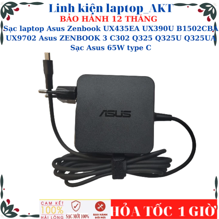 Sạc laptop Asus Zenbook UX435EA UX390U B1502CBA UX9702 Asus ZENBOOK 3 C302 Q325 Q325U Q325UA Sạc Asus 65W type C