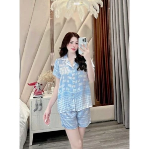 Bộ đồ ngủ nữ pijama, đồ bộ mặc nhà lụa xước cộc đùi thiết kế dễ thương